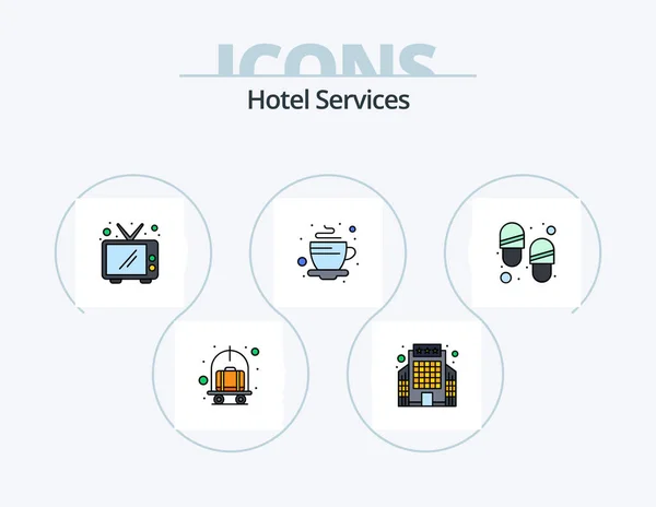 Hotel Services Line Filled Icon Pack Icon Design Light Shower — Stockvector