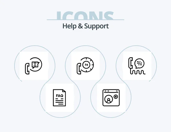 Help Support Line Icon Pack Icon Design Help Click Phone — Vector de stock