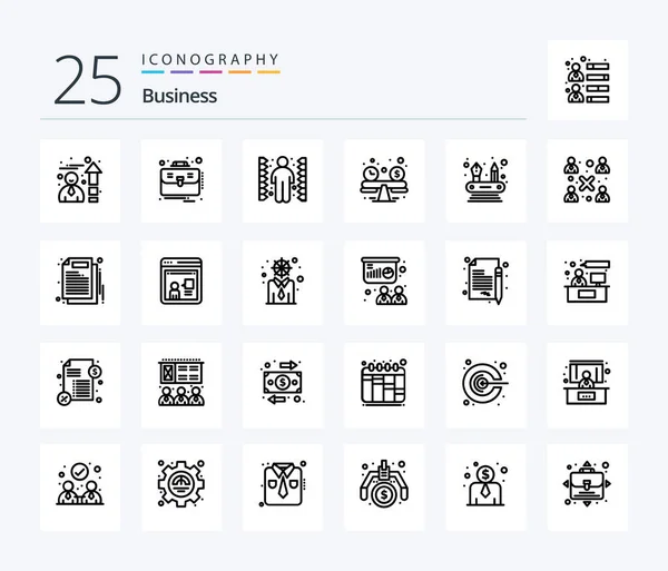 Business Line Icon Pack Including Business Competencies Complication Abilities Budget — Stockvector