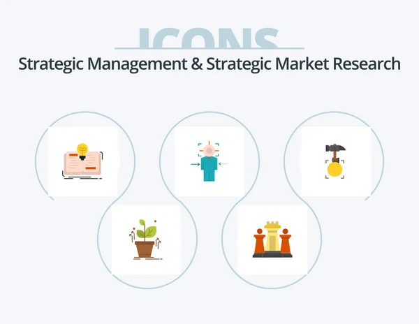 Strategic Management Strategic Market Research Flat Icon Pack Icon Design — Stockový vektor