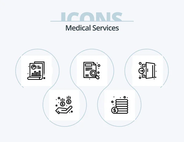 Медичні Послуги Лінія Іконок Пакет Дизайн Іконок Документ Медичний Долар — стоковий вектор