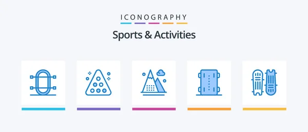 Sports Activities Blue Icon Pack Including Sport Skate Snooker Nature — Stok Vektör