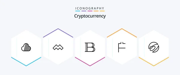 Cryptocurrency Line Icon Pack Including Crypto First Coin Cryptocurrency Crypto — Stockový vektor