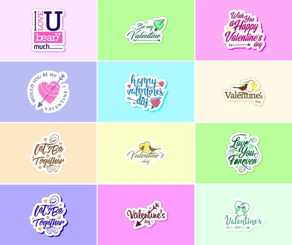 Valentine Day Time Love Flowers Graphics Stickers — Stockový vektor