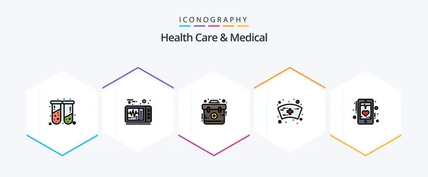 Health Care Medical Filledline Icon Pack Including Mobile Ecg Emergency — Stockový vektor
