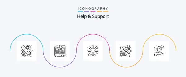 Help Support Line Icon Pack Including Faq Setting Update Preference — Archivo Imágenes Vectoriales