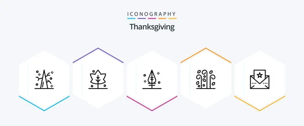 Thanks Giving Line Icon Pack Including Card Thanks Greeting Thanksgiving — Stockvector