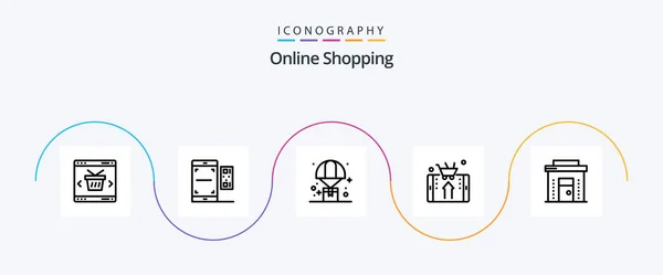 Online Shopping Line Icon Pack Including Shop Mobile Smartphone Shopping — Vector de stock