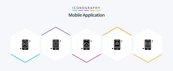 Mobile Application Glyph Icon Pack Including Application App Smartphone Storage — Διανυσματικό Αρχείο