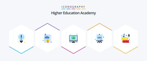 Academy Flat Icon Pack Including Feather Books Online Learning Abc — Stockvector