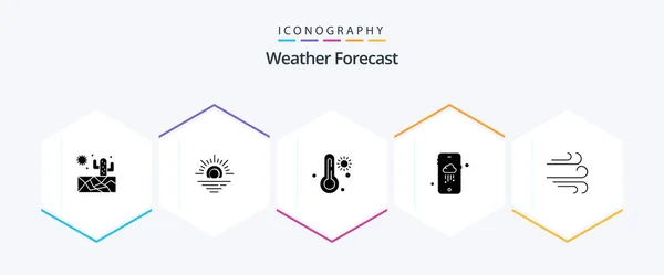 Weather Glyph Icon Pack Including Weather Wind Direction — 图库矢量图片