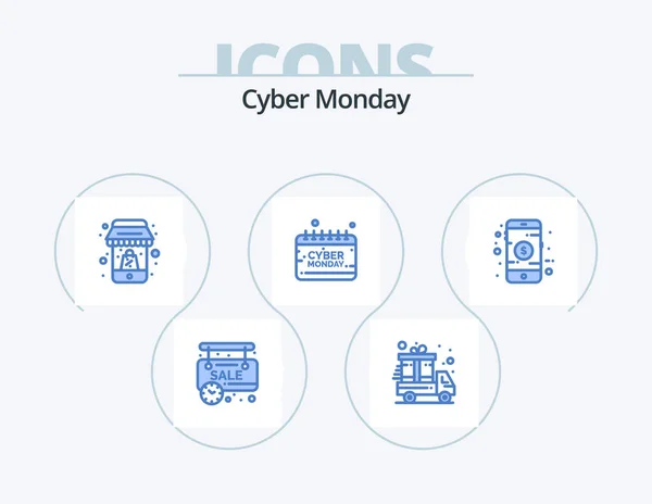 Cyber Monday Blue Icon Pack Icon Design Online Sign Online — Archivo Imágenes Vectoriales