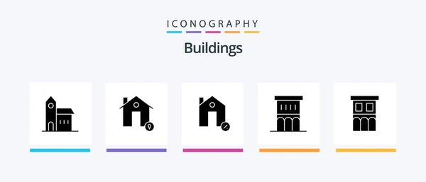 Buildings Glyph Icon Pack Including House Architecture Location Percentage Estate — Διανυσματικό Αρχείο