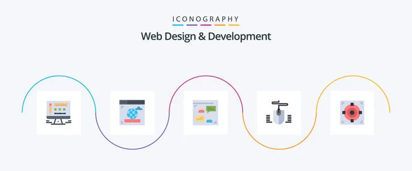Web Design Development Flat Icon Pack Including Успех Пользователь Достижение — стоковый вектор