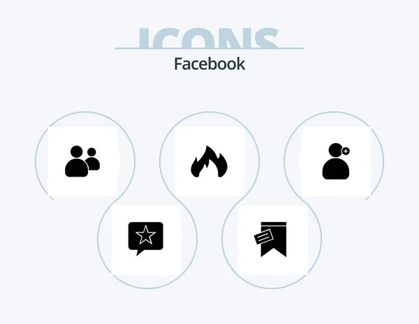 Facebook Glyph Icon Pack Icon Design Work Spark Friends Fire — Stok Vektör