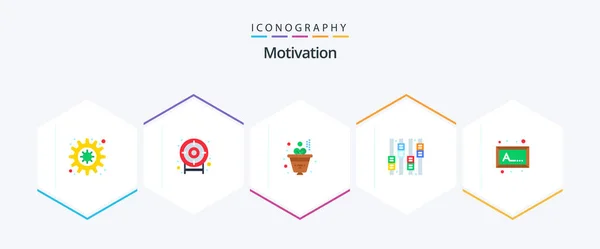 Motivation Flat Icon Pack Including Investment Picture Frame — Stok Vektör