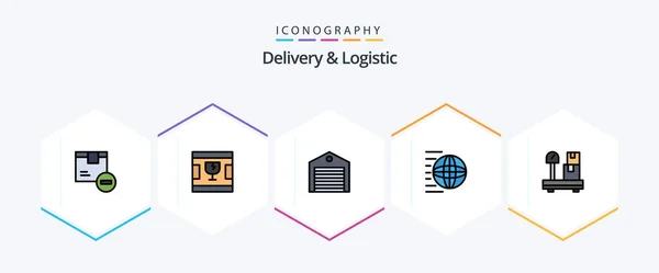 Delivery Logistic Filledline Icon Pack Including Shipping Services Delivery Shapes — Stockvector
