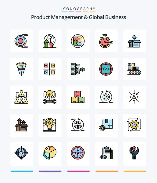 Creative Product Managment Global Business Line Filled Icon Pack Stopwatch — Vector de stock