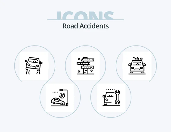 Road Accidents Line Icon Pack Icon Design Signaling Car West — Vettoriale Stock