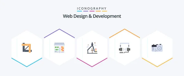 Web Design Development Flat Icon Pack Including Design Graphic Design — Stock vektor