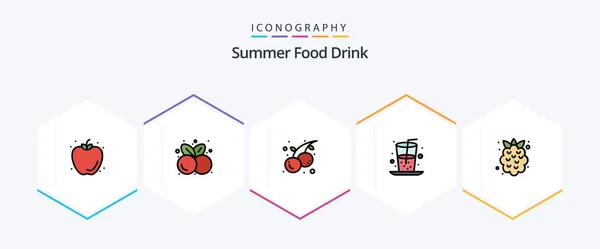 Summer Food Drink Filledline Icon Pack Including Food Food Summer — Archivo Imágenes Vectoriales