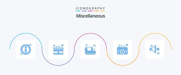 Miscellaneous Blue Icon Pack Including Sound Delivery Picture Camera — Διανυσματικό Αρχείο