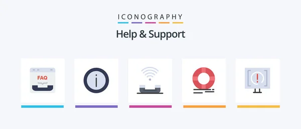 Help Support Flat Icon Pack Including Lifebuoy Circle Sign Telephone — Stockvector