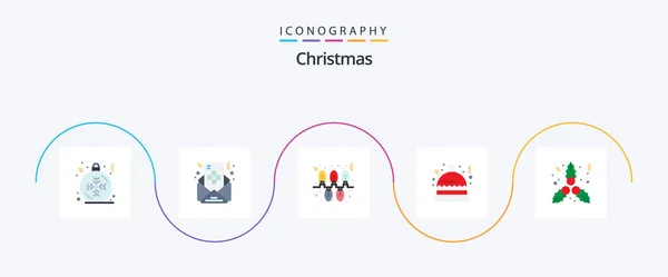 Christmas Flat Icon Pack Including Mistletoe Christmas Lights Santa Christmas — Stockvector