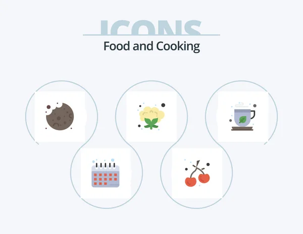 Food Flat Icon Pack Icon Design Tea Food Mocha Green — Stock Vector