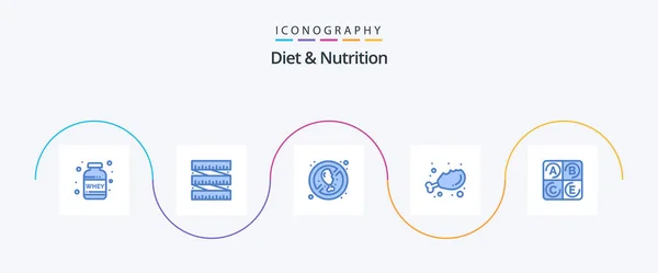 Набор Nutrition Blue Icon Pack Диета Диета Свежая Диета — стоковый вектор