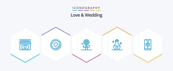 Love Wedding Blue Icon Pack Including Passion Love Valentine Wedding — Stockvector