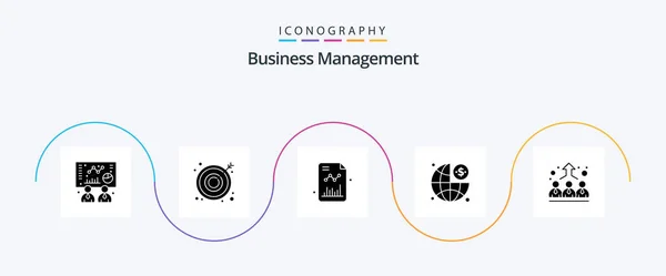 Business Management Glyph Icon Pack Including Management Employee Grow Business — Wektor stockowy