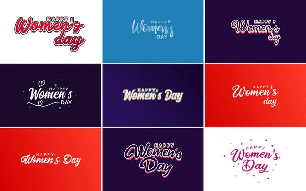Set International Women Day Cards Logo — Vetor de Stock
