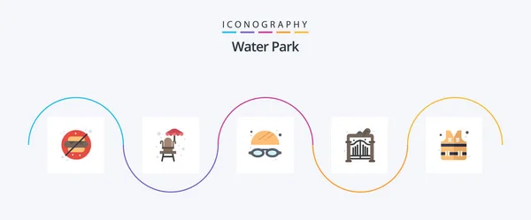 Water Park Flat Icon Pack Including Park Water Water Garden — Διανυσματικό Αρχείο