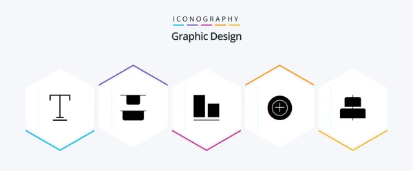 Design Glyph Icon Pack Including Vertical Horizontal Align — Stok Vektör