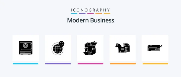Modern Business Glyph Icon Pack Including Partnership Collaboration Business Business — 图库矢量图片
