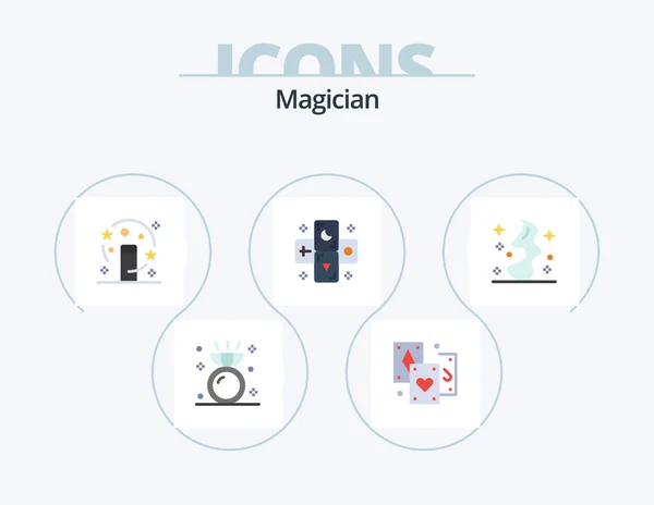Magician Flat Icon Pack Icon Design Smoke Zodiac Magic Tarot — Wektor stockowy