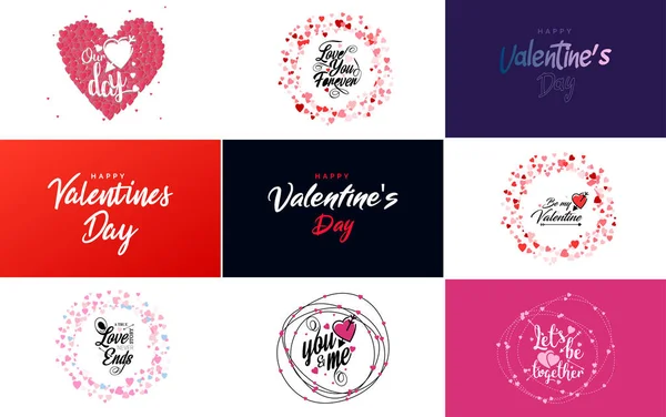 Happy Valentine Day Typography Poster Handwritten Calligraphy Text Isolated White — Stockvector