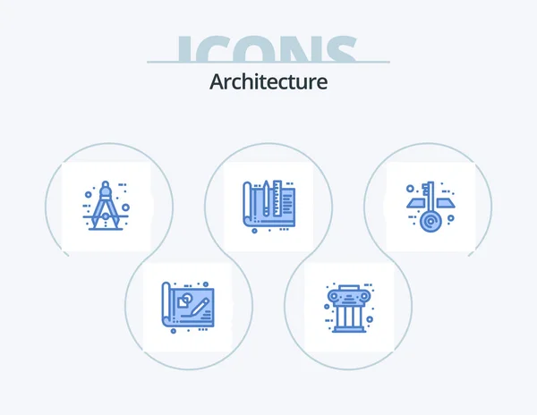 Architecture Blue Icon Pack Icon Design Education Architect Column Tool — Vector de stock