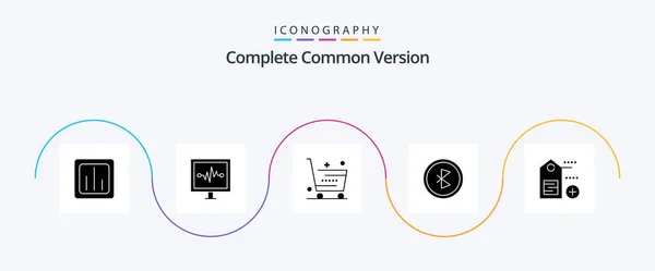 Complete Common Version Glyph Icon Pack Including Network Communication Pulse — Stok Vektör