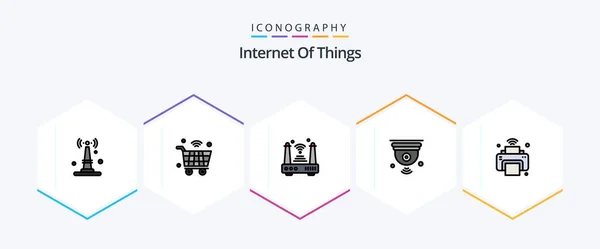 Internet Things Filledline Icon Pack Including Iot Internet Wifi Camera — Wektor stockowy