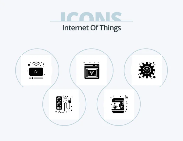 Internet Things Glyph Icon Pack Icon Design Gear Web Maker — Vector de stock