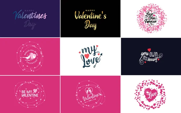 Happy Valentine Day Hand Drawn Lettering Vector Illustration Suitable Use — Stockvector