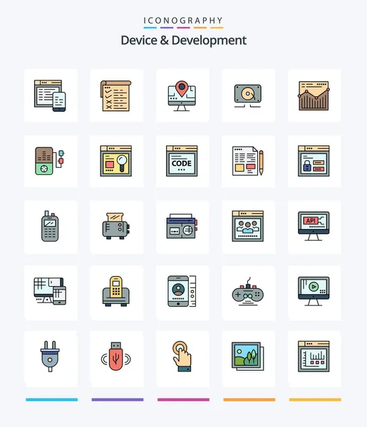 Creative Device Development Line Filled Icon Pack Web Loud Computer — Archivo Imágenes Vectoriales