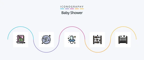 Baby Shower Line Filled Flat Icon Pack Including Bad Baby — Stock vektor