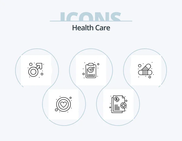 Health Care Line Icon Pack Icon Design Check Care Healthcare — Stock vektor