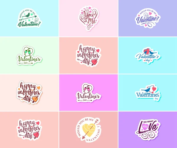 Love Details Valentine Day Typography Graphics Stickers — 图库矢量图片