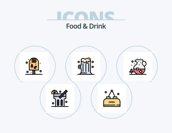Food Drink Line Filled Icon Pack Icon Design Water Drink — Stok Vektör