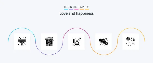 Love Glyph Icon Pack Including Heart Time Engagement Love Clock — 图库矢量图片
