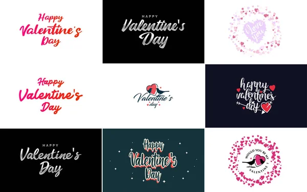 Happy Valentine Day Typography Poster Handwritten Calligraphy Text Isolated White — Stock vektor